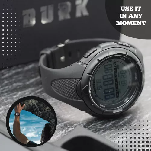 Reloj Deportivo Digital Burk 1025 Luz Led Cronometro Alarma! Color De La  Malla Negro