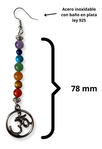 Imagen 2 de 4 de Pendientes 7 Chakras Con Cristales Naturales