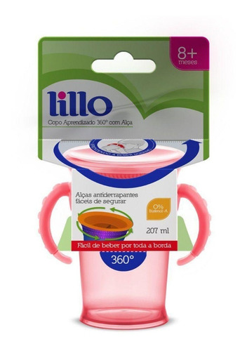Imagem 4 de 4 de Copo De Treinamento 360° Com Alças 207ml Rosa - Lillo