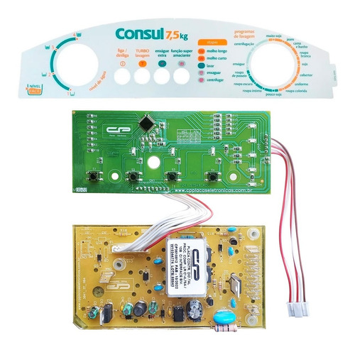 Kit Placas + Adesivo Painel Lavadora Consul Maré 7,5kg Cwl75