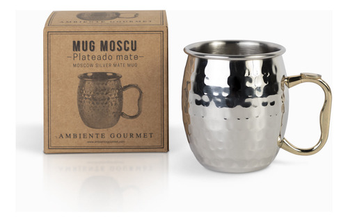 Mug En Acero Moscu Plateado Mate Ambiente Gourmet