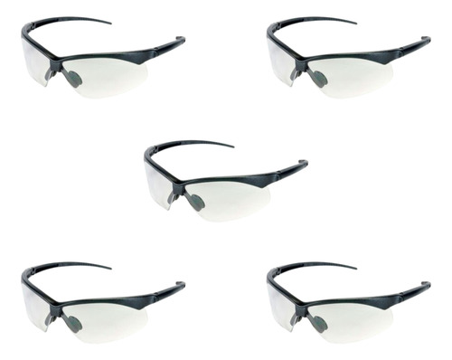 Kit 5 Óculos Proteção Segurança Escuro Epi Anti Risco Uv Ca Cor da lente Incolor
