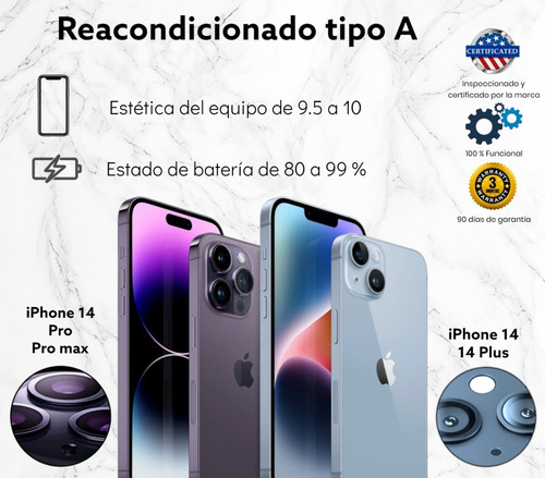 Apple iPhone 14 256 Gb Azul - Grado A. Msi (Reacondicionado)