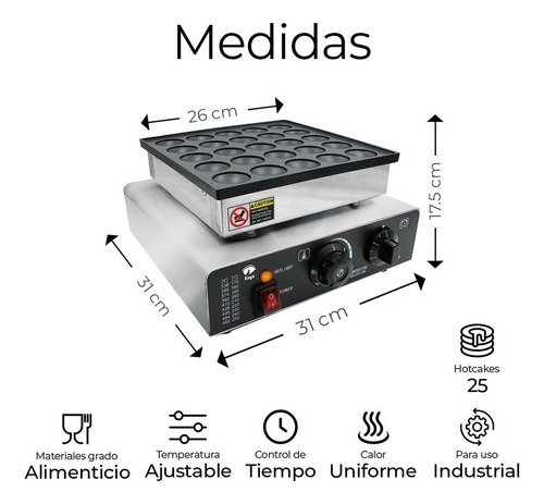 Sirve Para 25 Mini Hotcakes Máquina Hacer Panqueques