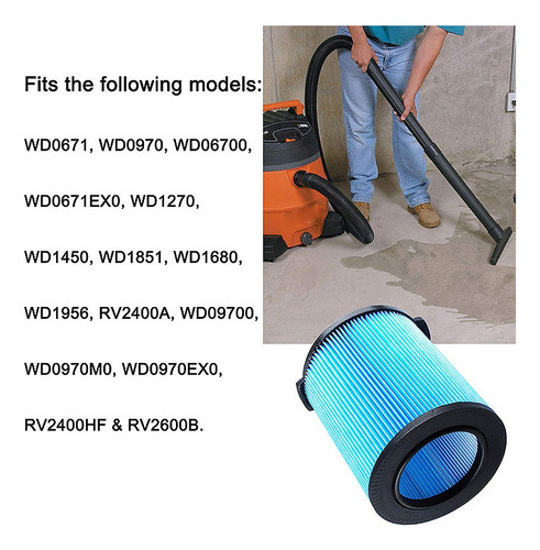 Filtro De Substituição Para Aspirador Seco Úmido Ridgid Vf50