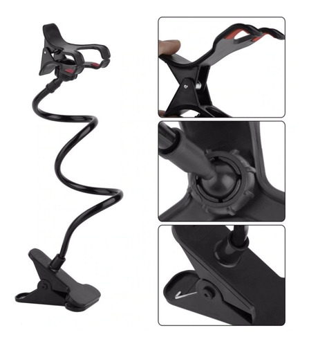Suporte Para Celular Universal Articulado Flexível 360 Preto