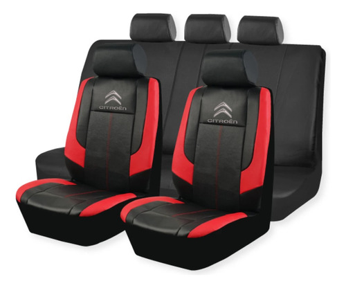 Cubreasiento Funda Ecocuero Citroen Negro Rojo Bordado Promo