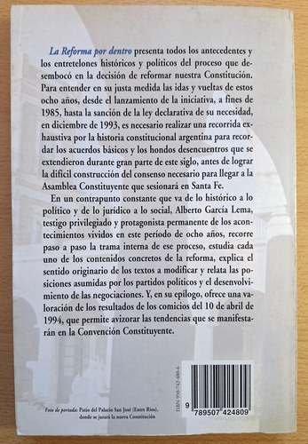 La Reforma Por Dentro. Constitución 1994 - García Lema 1994. (Usado)
