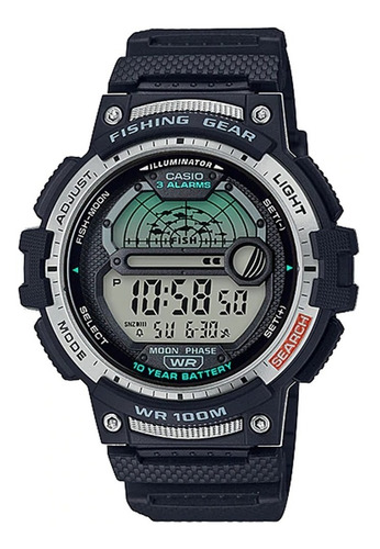 Reloj Casio Outgear Ws-1200h-1av, Pesca, 10 Year Bateria