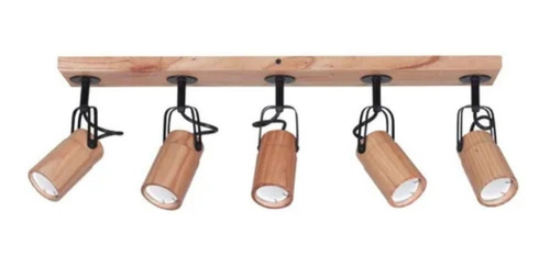 Imagen 2 de 6 de Aplique 5 Luces Madera Paraiso Nordico Gu10 Led Carilux