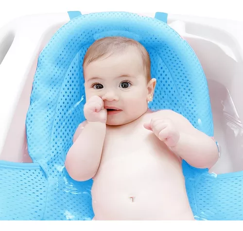 Hamaca de baño para bebés con bañera retráctil, soporte de seguridad Buba,  color azul liso