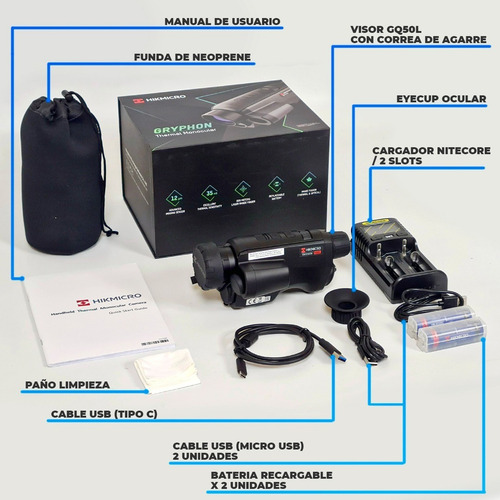 Imagen 2 de 9 de Visor Monocular Termico Hikmicro Gq50l Con Telemetro