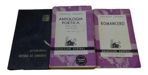 Lote De 3 Libros De Lugones: Sarmiento, Antología, Rom&-.
