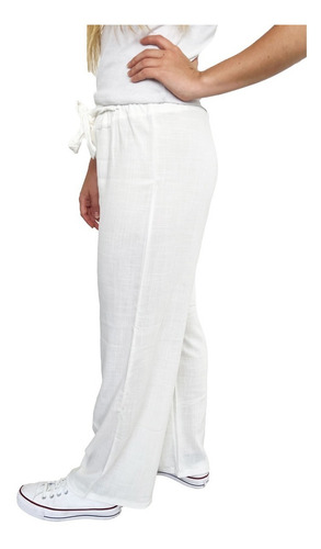 Imagen 3 de 9 de Pantalon Palazzo Lino Blanco