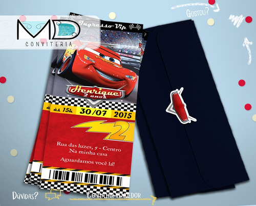 Imagem 2 de 4 de 20 Convite Ingresso Carros Personalizado - Brinde 60 Indiv.