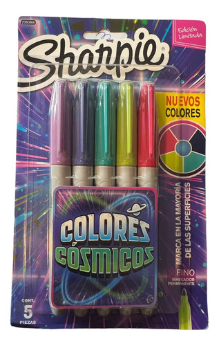 Marcador Sharpie Trazo Fino Colores Cosmicos X5 Ed Limitada