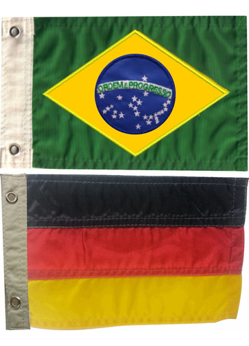 Kit Bandeiras Para Moto Com 2 Brasil/alemanha 14x20 Cm