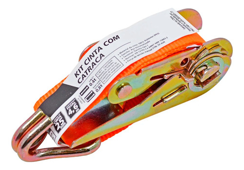 Kit Cinta 25mm Com Catraca Amarração Cargas 4,6 Metros 800kg