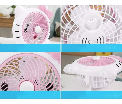 Ventilador Escritorio Kawaii 28cm 28 Cm 50/60 Blanco- Rosa Blanco Plástico 3