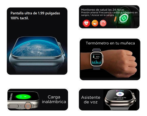 Reloj Inteligente T900 Ultra Isdewatch Smartwatch 49 Mm Para Hombre Y Mujer Compatible Con Ios Y Android Llamadas Notificaciones Deportes Sensor De Ritmo Cardiaco Plata