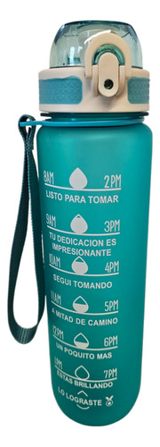 Botella De Agua Motivacional 1lt Boca Ancha Con Canasto