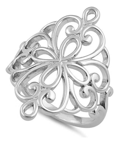 Shine Jewel Plata De Ley 925 Chapada En Platino Anillos Flor