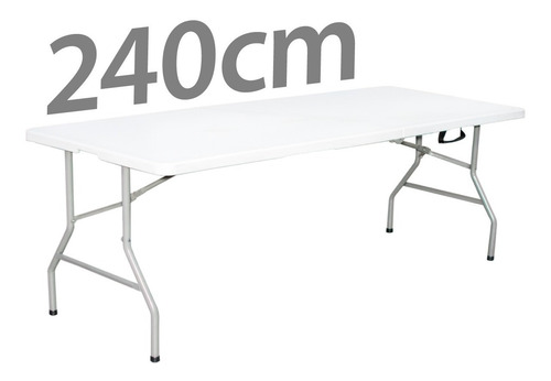 Imagen 5 de 5 de Mesa Plegable 240 Cm Reforzada Pvc Valija Camping Exterior