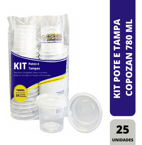 Pote Redondo Descartável Microondas Freezer 780ml C/25 Full