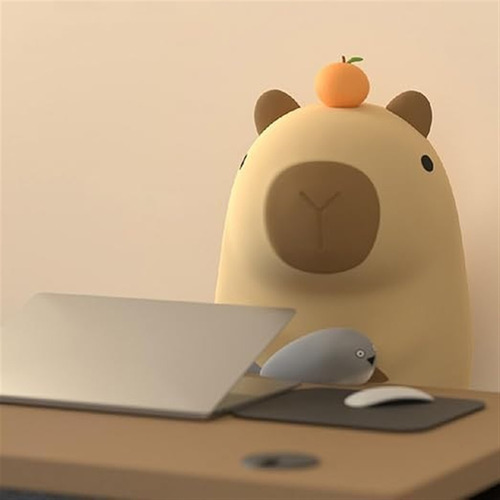 Zhmy Lâmpada Noturna De Silicone Capivara Touch Control 10cm