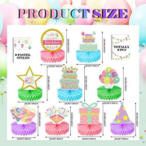 9 Piezas De Decoración De Centro De Mesa De Cumpleaños, Letr