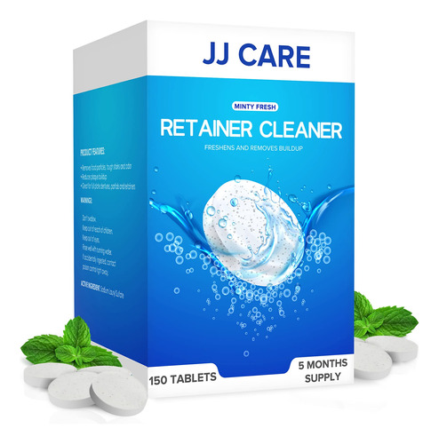 Jj Care Tabletas Limpiadoras De Retenedores De Menta, 150 Ta