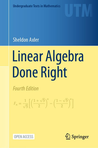 Linear Algebra Done Right - Sheldon Axler | Livro Em Inglês | Novo & Original | Capa Dura