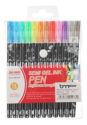 Bolígrafos Tinta Gel  12 Colores Variados