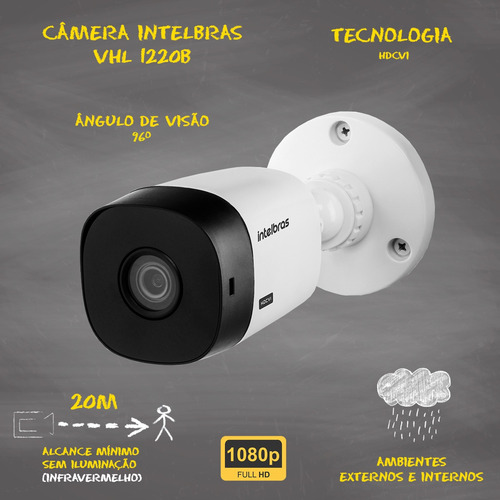 Imagem 3 de 6 de Kit 8 Câmeras Intelbras Full Hd 20m 1220b 1080 Mhdx 1108 2tb