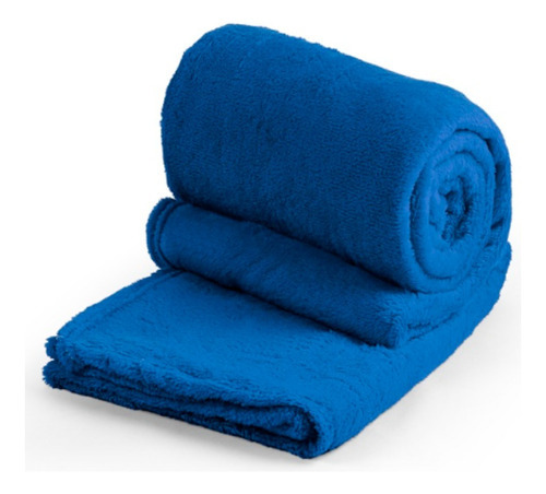 Cobertor Casal Padrão Manta Soft Liso Fleece Confortável Cor Royal