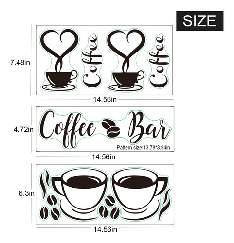 3 Calcomanías De Decoración De Pared De Café, Letreros D.