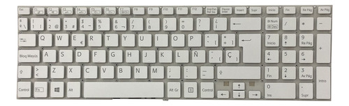 Teclado Para Sony Fit Svf15 Svf153 Svf152 Svf15a Svf15e Esp Color Blanco