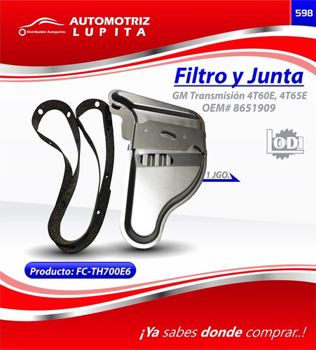 Filtro Y Emp. Caja Jt412 Gm Buick Lacrosse05-09, Impala00-05