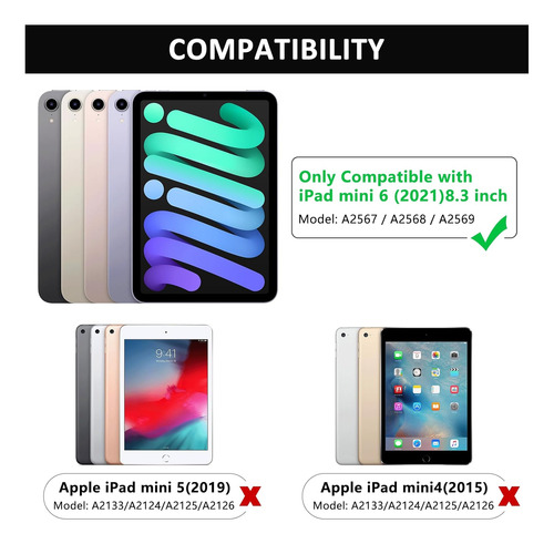 Funda Con Teclado Compatible Con iPad Mini 6.ª Gen., Negro