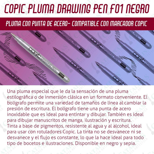Imagen 3 de 4 de Copic Drawing Pen Pluma Estilografica F01 Negro Microcentro