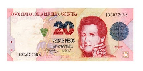 Billete Argentina 20 Pesos Convertibles 1º Dis Bot 3058 Sc-