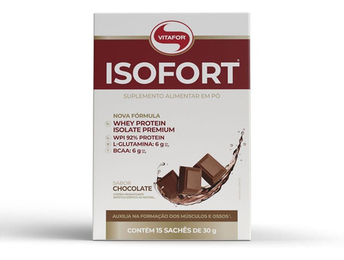 Whey Protein Isolado - Isofort - 15 sachês 30g chocolate - Vitafor