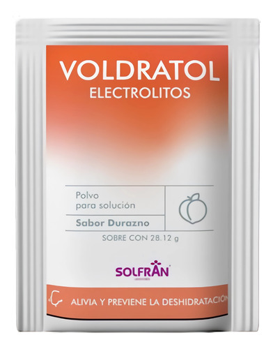 Electrolitos Orales Voldratol Sabor Durazno C/20 Sobres
