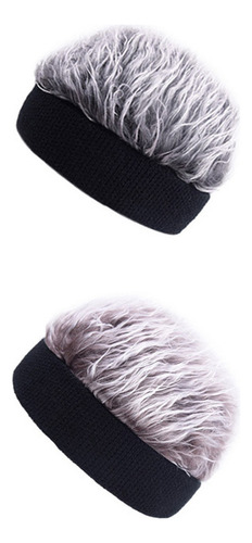 . (c) Gorro Corto Con Peluca Recta Sin Ala, Pelo Falso,