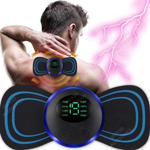 Massageador Portátil Recarregável Elétrico Dor Cervical Preto