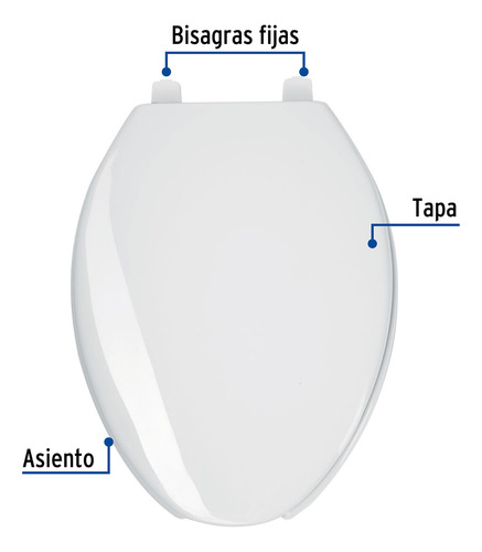 Asiento Alargado Para Wc, Abierto,blanco, Foset 49905