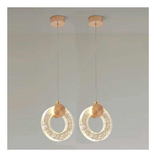 Kit 2 Lustre Led Pendente Moderno Luminária Quarto Cabeceira Estrutura Dourado 110v/220v