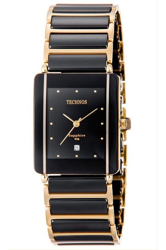 Relógio Technos Feminino Cerâmica Safira Preto E Dourado Gn10aapai/4p Original