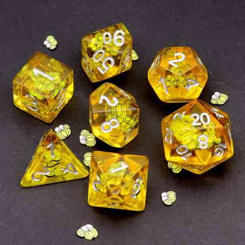 Haxtec Honey Bee Dnd Juego De Dados 7 Piezas De Dados Poliéd