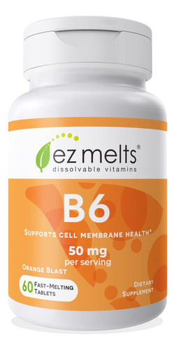 Ez Melts B6 Como Piridoxina, 50 Mg, Vitaminas Sublinguales, 